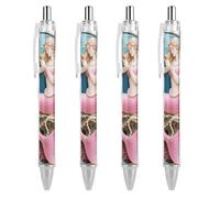 FodPand Mermaid Coral Comb Ballpoint Pens Fine Point Smooth Writing Pen Retractable Ball Point Pens 0.5mm Black Ink Pen Office Supplies Gifts for Men Women 4 PCS