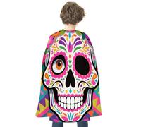 FodPand Mexican Skull Print Halloween Capes Adult Halloween Cloak | Personalised Halloween Vampire Capes, Adult Capes Cosplay Costume Party Halloween Fancy Dress Masquerade Family Party