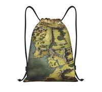 FodPand Middle Earth Map Drawstring Backpack Sports Gym Sackpack Waterproof Swim Bag Men Women Draw String Bag, Black, Medium