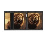 FodPand Minimalist Angry Roaring Lion Trifold Wallet for Men | Slim Front Pocket with Key Hook | Extra Capacity Billfold with 8 Card Slots | 1 Clear Id Window | 1 Zip Coin Pocket | Gift for Him