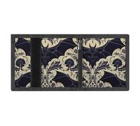 FodPand Minimalist Bat Pattern Trifold Wallet for Men | Slim Front Pocket with Key Hook | Extra Capacity Billfold with 8 Card Slots | 1 Clear Id Window | 1 Zip Coin Pocket | Gift for Him