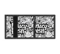 FodPand Minimalist Black And White Graffiti Trifold Wallet for Men | Slim Front Pocket with Key Hook | Extra Capacity Billfold with 8 Card Slots | 1 Clear Id Window | 1 Zip Coin Pocket | Gift for Him