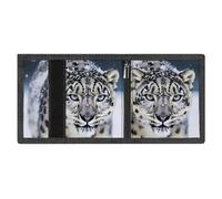 FodPand Minimalist Blue Eyed Snow Leopard Trifold Wallet for Men | Slim Front Pocket with Key Hook | Extra Capacity Billfold with 8 Card Slots | 1 Clear Id Window | 1 Zip Coin Pocket | Gift for Him