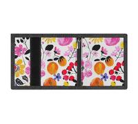FodPand Minimalist Bright Peach Flowers Trifold Wallet for Men | Slim Front Pocket with Key Hook | Extra Capacity Billfold with 8 Card Slots | 1 Clear Id Window | 1 Zip Coin Pocket | Gift for Him