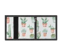 FodPand Minimalist Cacti And Succulents Trifold Wallet for Men | Slim Front Pocket with Key Hook | Extra Capacity Billfold with 8 Card Slots | 1 Clear Id Window | 1 Zip Coin Pocket | Gift for Him