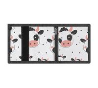FodPand Minimalist Cartoon Cow Print Trifold Wallet for Men | Slim Front Pocket with Key Hook | Extra Capacity Billfold with 8 Card Slots | 1 Clear Id Window | 1 Zip Coin Pocket | Gift for Him