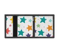 FodPand Minimalist Colorful Star Images Trifold Wallet for Men | Slim Front Pocket with Key Hook | Extra Capacity Billfold with 8 Card Slots | 1 Clear Id Window | 1 Zip Coin Pocket | Gift for Him