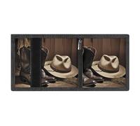 FodPand Minimalist Cowboy Hat Western Boots Trifold Wallet for Men | Slim Front Pocket with Key Hook | Extra Capacity Billfold with 8 Card Slots | 1 Clear Id Window | 1 Zip Coin Pocket | Gift for Him