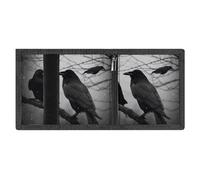 FodPand Minimalist Crow Birds Trifold Wallet for Men | Slim Front Pocket with Key Hook | Extra Capacity Billfold with 8 Card Slots | 1 Clear Id Window | 1 Zip Coin Pocket | Gift for Him