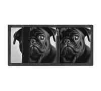 FodPand Minimalist Cute Black Pug Dog Trifold Wallet for Men | Slim Front Pocket with Key Hook | Extra Capacity Billfold with 8 Card Slots | 1 Clear Id Window | 1 Zip Coin Pocket | Gift for Him
