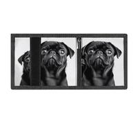 FodPand Minimalist Cute Black Pug Dog Trifold Wallet for Men | Slim Front Pocket with Key Hook | Extra Capacity Billfold with 8 Card Slots | 1 Clear Id Window | 1 Zip Coin Pocket | Gift for Him