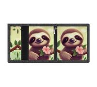 FodPand Minimalist Cute Sloth Trifold Wallet for Men | Slim Front Pocket with Key Hook | Extra Capacity Billfold with 8 Card Slots | 1 Clear Id Window | 1 Zip Coin Pocket | Gift for Him