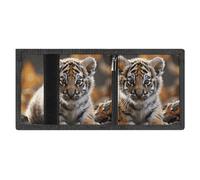 FodPand Minimalist Cute Tiger Trifold Wallet for Men | Slim Front Pocket with Key Hook | Extra Capacity Billfold with 8 Card Slots | 1 Clear Id Window | 1 Zip Coin Pocket | Gift for Him