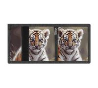 FodPand Minimalist Cute Tiger Trifold Wallet for Men | Slim Front Pocket with Key Hook | Extra Capacity Billfold with 8 Card Slots | 1 Clear Id Window | 1 Zip Coin Pocket | Gift for Him