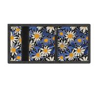 FodPand Minimalist Daisy Trifold Wallet for Men | Slim Front Pocket with Key Hook | Extra Capacity Billfold with 8 Card Slots | 1 Clear Id Window | 1 Zip Coin Pocket | Gift for Him