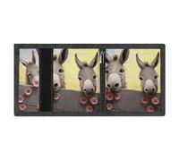 FodPand Minimalist Donkey And Flower Trifold Wallet for Men | Slim Front Pocket with Key Hook | Extra Capacity Billfold with 8 Card Slots | 1 Clear Id Window | 1 Zip Coin Pocket | Gift for Him