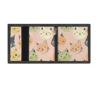 FodPand Minimalist Doodle Cat Face Trifold Wallet for Men | Slim Front Pocket with Key Hook | Extra Capacity Billfold with 8 Card Slots | 1 Clear Id Window | 1 Zip Coin Pocket | Gift for Him