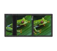 FodPand Minimalist Frog Green Leaf Leaves Trifold Wallet for Men | Slim Front Pocket with Key Hook | Extra Capacity Billfold with 8 Card Slots | 1 Clear Id Window | 1 Zip Coin Pocket | Gift for Him