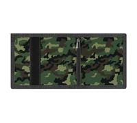 FodPand Minimalist Green Military Camo Trifold Wallet for Men | Slim Front Pocket with Key Hook | Extra Capacity Billfold with 8 Card Slots | 1 Clear Id Window | 1 Zip Coin Pocket | Gift for Him