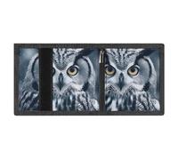 FodPand Minimalist Grey And White Owl Trifold Wallet for Men | Slim Front Pocket with Key Hook | Extra Capacity Billfold with 8 Card Slots | 1 Clear Id Window | 1 Zip Coin Pocket | Gift for Him