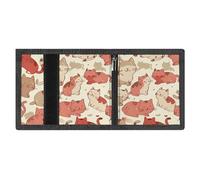 FodPand Minimalist Light Red Cat Trifold Wallet for Men | Slim Front Pocket with Key Hook | Extra Capacity Billfold with 8 Card Slots | 1 Clear Id Window | 1 Zip Coin Pocket | Gift for Him
