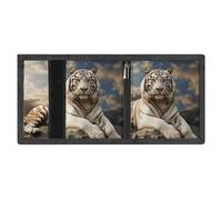 FodPand Minimalist Majestic Tiger Trifold Wallet for Men | Slim Front Pocket with Key Hook | Extra Capacity Billfold with 8 Card Slots | 1 Clear Id Window | 1 Zip Coin Pocket | Gift for Him