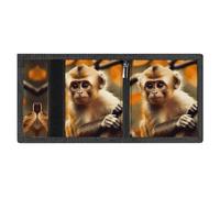 FodPand Minimalist Monkey on Tree Trifold Wallet for Men | Slim Front Pocket with Key Hook | Extra Capacity Billfold with 8 Card Slots | 1 Clear Id Window | 1 Zip Coin Pocket | Gift for Him