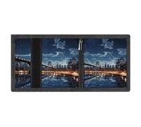 FodPand Minimalist Moon Light New York City Trifold Wallet for Men | Slim Front Pocket with Key Hook | Extra Capacity Billfold with 8 Card Slots | 1 Clear Id Window | 1 Zip Coin Pocket | Gift for Him