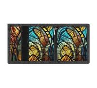FodPand Minimalist Stained Glass Art Trifold Wallet for Men | Slim Front Pocket with Key Hook | Extra Capacity Billfold with 8 Card Slots | 1 Clear Id Window | 1 Zip Coin Pocket | Gift for Him
