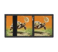 FodPand Minimalist Tortoise Turtle Jumping Trifold Wallet for Men | Slim Front Pocket with Key Hook | Extra Capacity Billfold with 8 Card Slots | 1 Clear Id Window | 1 Zip Coin Pocket | Gift for Him