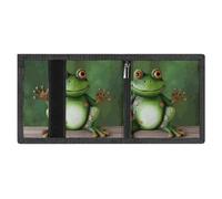 FodPand Minimalist Welcome Frog Trifold Wallet for Men | Slim Front Pocket with Key Hook | Extra Capacity Billfold with 8 Card Slots | 1 Clear Id Window | 1 Zip Coin Pocket | Gift for Him