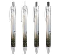 FodPand Misty Forest Dawn Ballpoint Pens Fine Point Smooth Writing Pen Retractable Ball Point Pens 0.5mm Black Ink Pen Office Supplies Gifts for Men Women 4 PCS