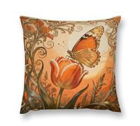 FodPand Monarch Tulip Blossom Throw Pillow Covers 20 "x20 Decorative Plush Pillowcase with Hidden Zipper Double-Sided Boho Farmhouse Cushion Case for Sofa Bed Chair, Holiday Decor, Home Gift