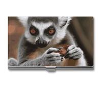 FodPand Monkey Lemur Cute Business Card Case Business Card Holder Cards Holder Organizer Mini Aluminum Wallet for Credit Cards, Durable Scratch Resistant, Gift for Men Women