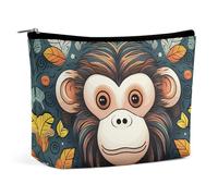 FodPand Monkey Pattern Makeup Bag Cosmetic Bags for Travel Portable Make Bag Leather Cosmetic Pack for Women Zips Shut