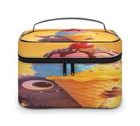 FodPand Monster Ice Cream Makeup Bag with Makeup Brush Compartment Cosmetic Bag with Handle And Zipper Portable Organizer Bag for Daily, Camping, Traveling, Hotel