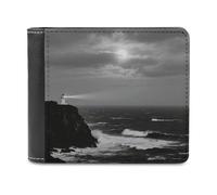 FodPand Moon Over Ocean Wallet for Men Women, PU Leather Slim Card Holder with 8 Card Slots, Minimalist Bifold Wallet Front Pocket Wallets Stylish Purse for Travel Gift
