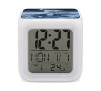FodPand Moonlight Silver Fox Alarm Clock NightLight Alarm Clock with 7 Color Changing Night Light Smart Digital Clocks Temperature Date for Heavy Sleepers Simple Operation Easy to Use