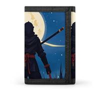 FodPand Moonlight Watercolor Style Ninja Wallet & Money Clip Slim Compact Tri-Fold Wallets with 8 Card Slots for Men Women