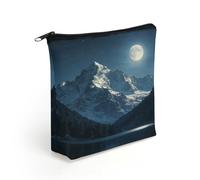 FodPand Mountain Moonlight Makeup Bag with Sturdy Zipper，Linen Material Storage Bag,Large Capacity And Multi-Purpose Cosmetic Bag for Daily Life, Travel, Outings, Business Trips And Other Occasions