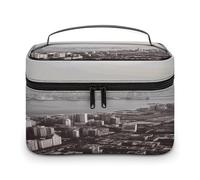 FodPand Mumbai City Makeup Bag,Portable Large Capacity Travel Cosmetic Bag Adjustable Lightweight Hand-held Makeup Box for Women Daily Use