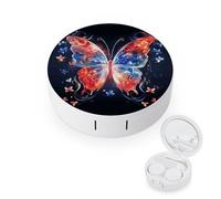 FodPand Musica Butterfly Contact Lens Case Portable Contact Lens Applicator Removal Tool Kit Cute Round Eyeglass Cases with Mirror for Daily Vision Care And Outdoor Use