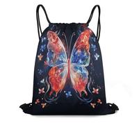 FodPand Musica Butterfly Drawstring Backpack Gym Trip Cinch Sack for Unisex Waterproof Shoe Bags for Travel Honeycomb Fabric Drawstring Bag 16x 20 Inch for Swimming Beach