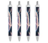 FodPand Mysterious Planet Ballpoint Pens Fine Point Smooth Writing Pen Retractable Ball Point Pens 0.5mm Black Ink Pen Office Supplies Gifts for Men Women 4 PCS