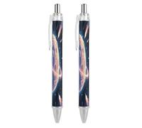 FodPand Mysterious Planet Ballpoint Pens Fine Point Smooth Writing Pen Retractable Ball Point Pens 0.5mm Black Ink Pen Office Supplies Gifts for Men Women 2 PCS