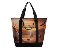 FodPand Native American Tribes Insulated Cooler Bag Reusable Grocery Tote Bags Transport Large Lunch Purser for Work Picnic Hiking
