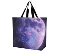 FodPand Nebula Moon Reusable Grocery Bag with Pockets And Handle Lightweight Durable Shopping Bags Large Size Bag for Groceries Travel And Everyday Use 15.7x15.7x6.3 in