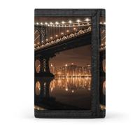 FodPand New York Manhattan Bridge Night Wallet Large Capacity Trifold Wallet Wallet for Men with ID Holder RFID Blocking Purse Polyester Wallets