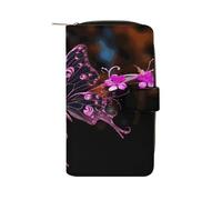 FodPand Nice Butterfly Leather Wallet Zipper Long Purse for Women Large Credit Card Holder for Work Travel Daily Use
