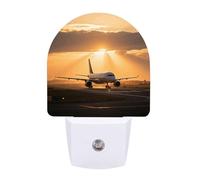 FodPand Night Light Plug Into Wall with Dusk to Dawn Sensor 0.5w Modern LED Airplane at Sunset Plug in Night Lamp Warm White Glow Nightlight for Bedroom Hallway Kitchen Bathroom Stairs Corridor(Fan)